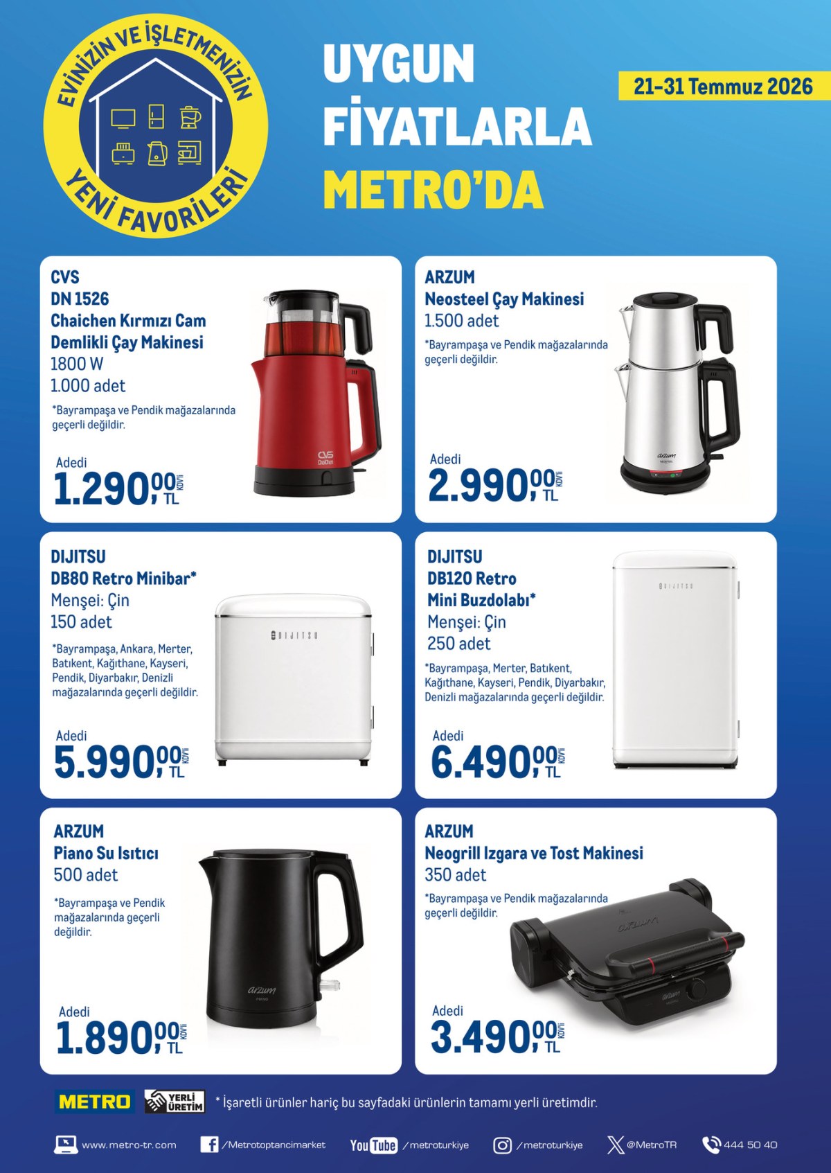 Metro · Evinizin ve İşletmenizin Yeni Favorileri · Sayfa 1 (21.07–31.07)