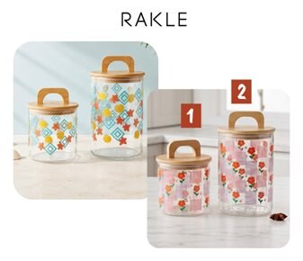 Rakle Bambu Kapaklı Kavanoz 2- ~1050 cc