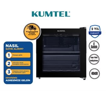 KUMTEL CAM KAPAKLI İÇECEK DOLABI  SİYAH 44 LT