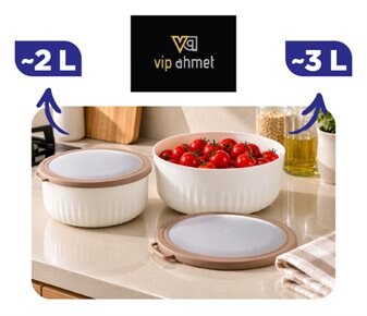 Vip Ahmet Vakumlu Yuvarlak Saklama Kabı ~3 L