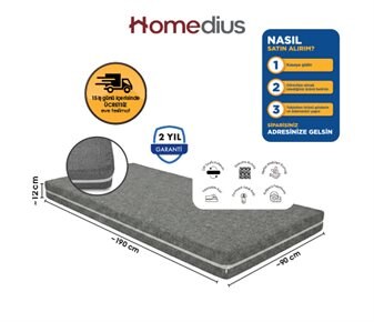 HOMEDIUS ECOSLEEP  TEK KİŞİLİK KILIFLI SÜNGER YATAK