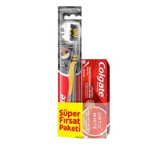 Colgate Diş Macunu  Optic White 50 ml + Super Clean Black  Diş Fırçası