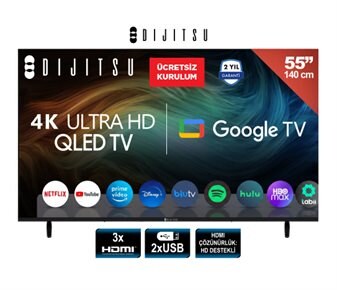 Dijitsu 55 İNÇ 4K ULTRA HD QLED GOOGLE TV DQ33/38000