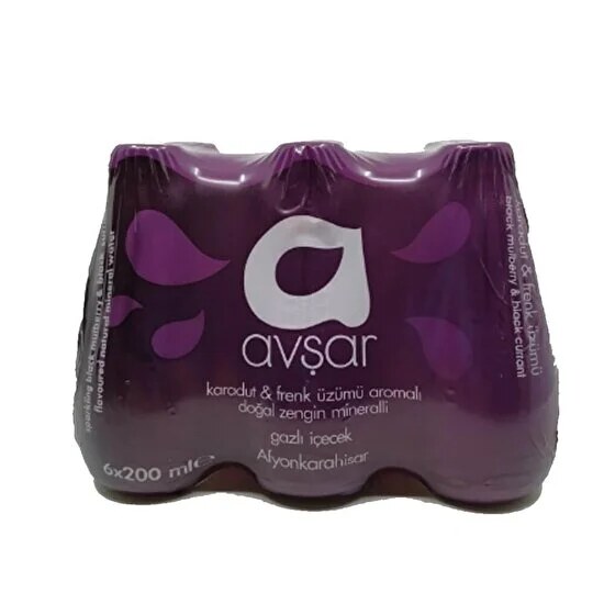 Avşar Karadut&Frenk Üzümü Aromalı Gazlı İçecek 200 ml 6'lı